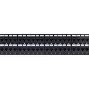 لوحة توزيع Patch Panel﻿ من Mash  فئة CAT6﻿، عدد 48 منفذ بمقاس 1U﻿ مع إدارة كابلات خلفية