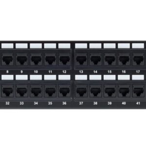 لوحة توزيع شبكة Patch Panel﻿ فئة CAT6﻿، عدد 48 منفذ﻿ مع إدارة كابلات خلفية